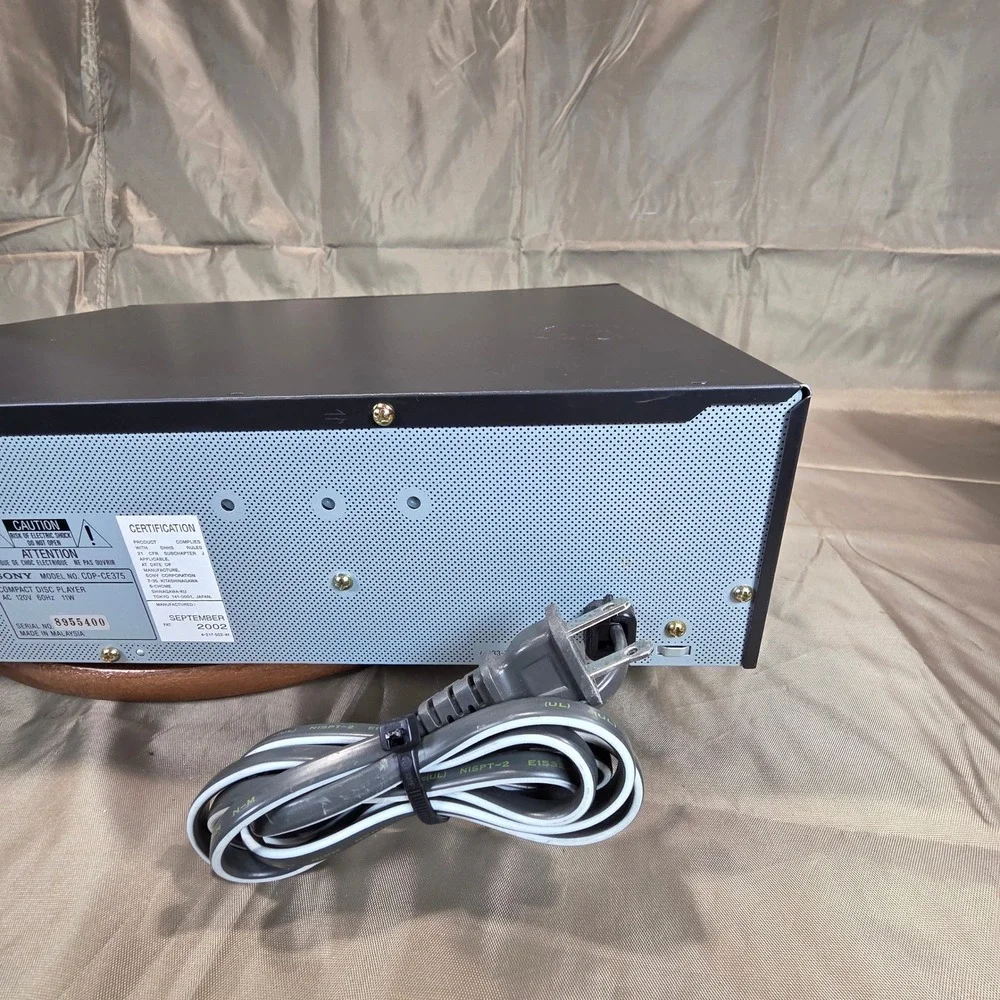 Sony CDP-CE375 5- CD Changer Player Carousel Black Digital Optical Out tested Ok